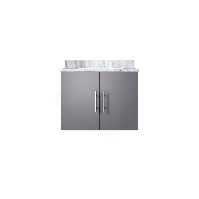 Meuble-lavabo gris foncé 24 po X P 22 po D, avec plateau en marbre de Carrare, Gris foncé