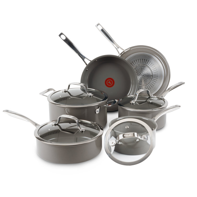 T-fal Ultimate Hard Anodized Nonstick Cookware Set 12 Piece Pots and Pans,  Grey