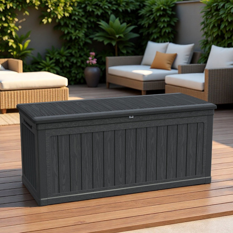 67.72"W 260 Gallon Large Lockable Resin Outdoor Storage Deck Box