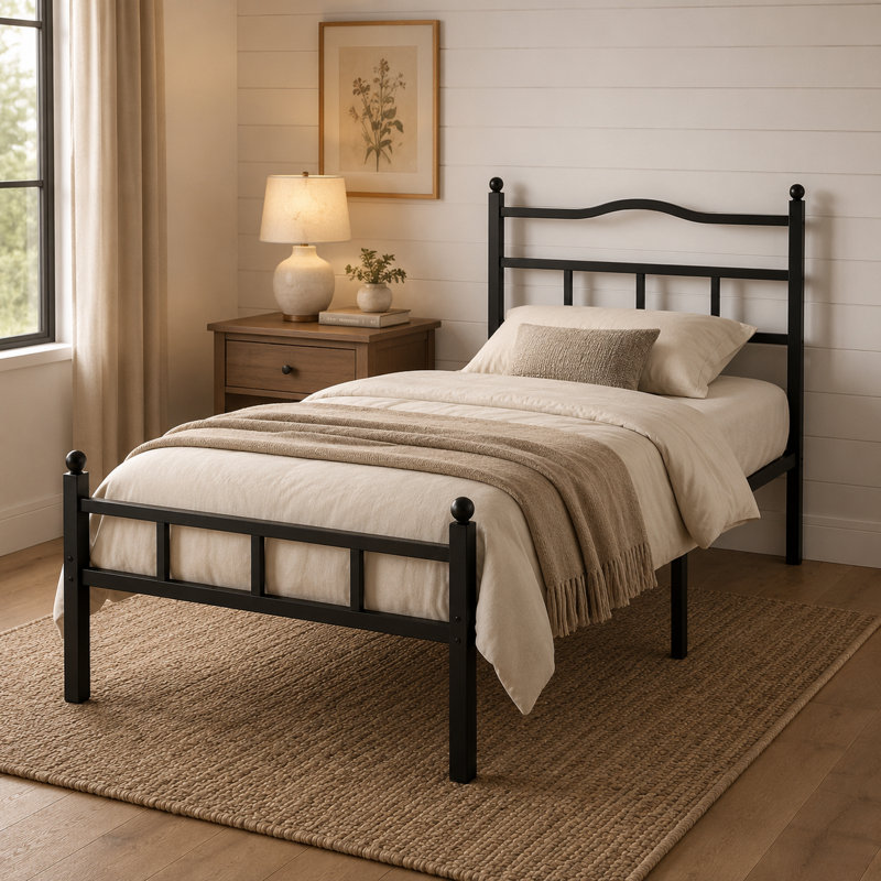 Metal Bed Frame With Headboard Twin Sized, Twin