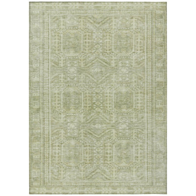 Machine Washable Indoor/Outdoor Xhevrie Sage Rug