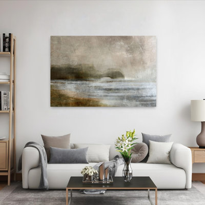 Dusk Abstract Contemporary Geometric Fish Coastal Landscape Wall Art Print 1 Piece Wrapped Canvas Wall Art