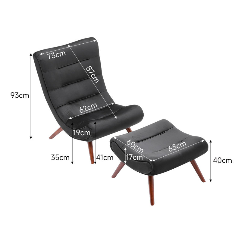 Peard Velvet Accent Chair with Footstool
