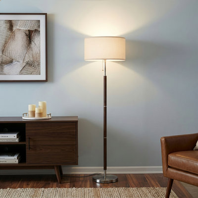 Carter 65 in. Mid-Century Modern 1-Light LED Energy Efficient Floor Lamp with Fabric Drum Shade