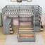 Lit superposé double en bois double avec bureau, tablettes et 8 tiroirs-2039917118
