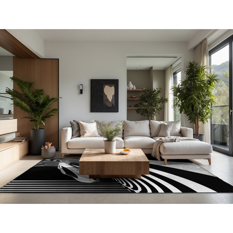 Tapis noir moelleux et moelleux à poils longs Eddy Futuristic Hovercar, 2 x 3