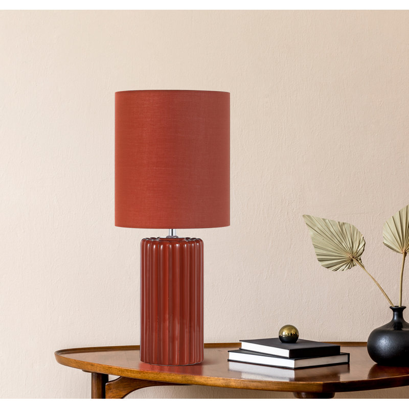 Bracan Ceramic Table Lamp, Burnt Orange, 31" H x 22" W x 22" D