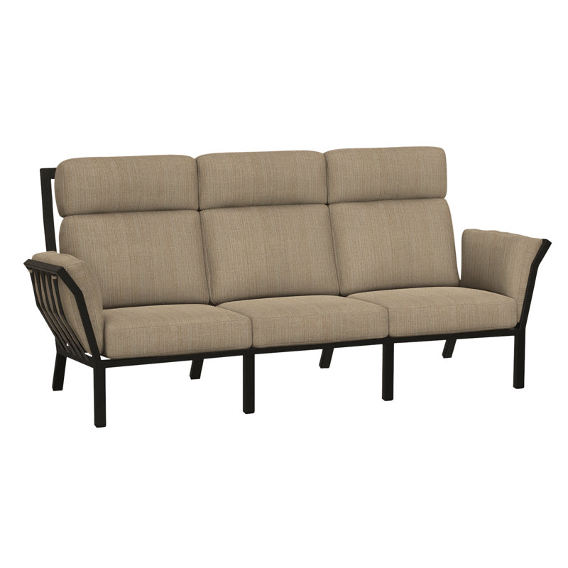Aris Outdoor 3 - Seat Patio Sofa, Harris Stone, Carbon Black