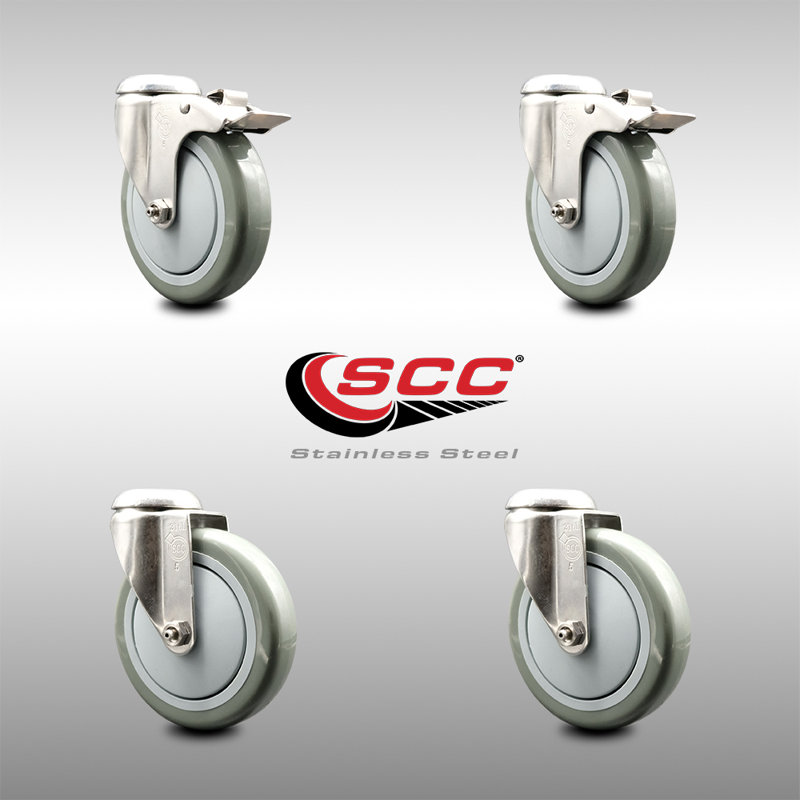 Roulettes pivotantes, H 5 po x l 5 po, gris