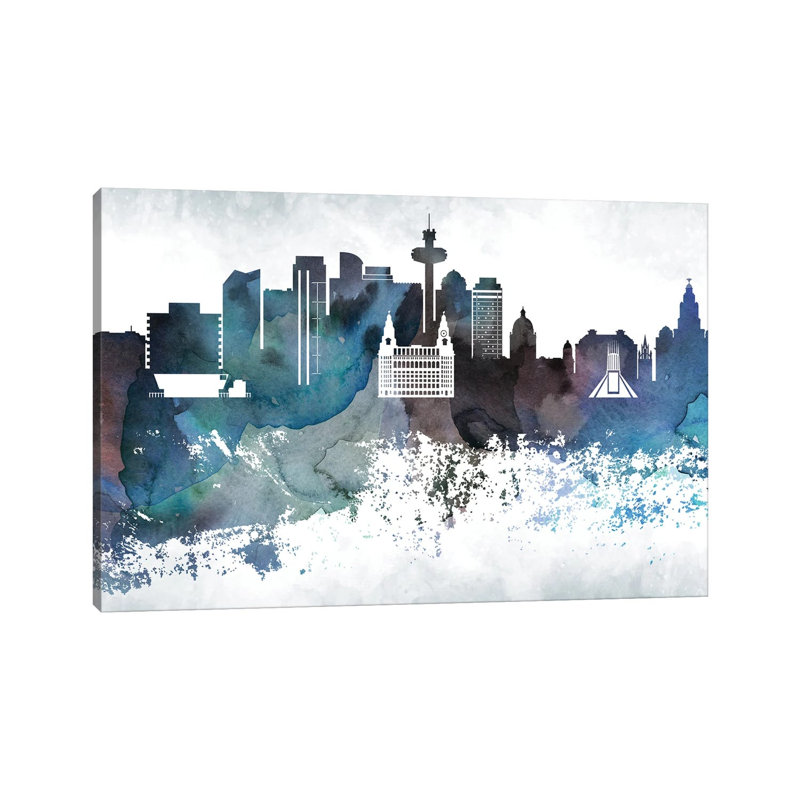 Liverpool Bluish Skyline by WallDecorAddict - Wrapped Canvas Painting, 20.32 cm H x 30.48 cm W