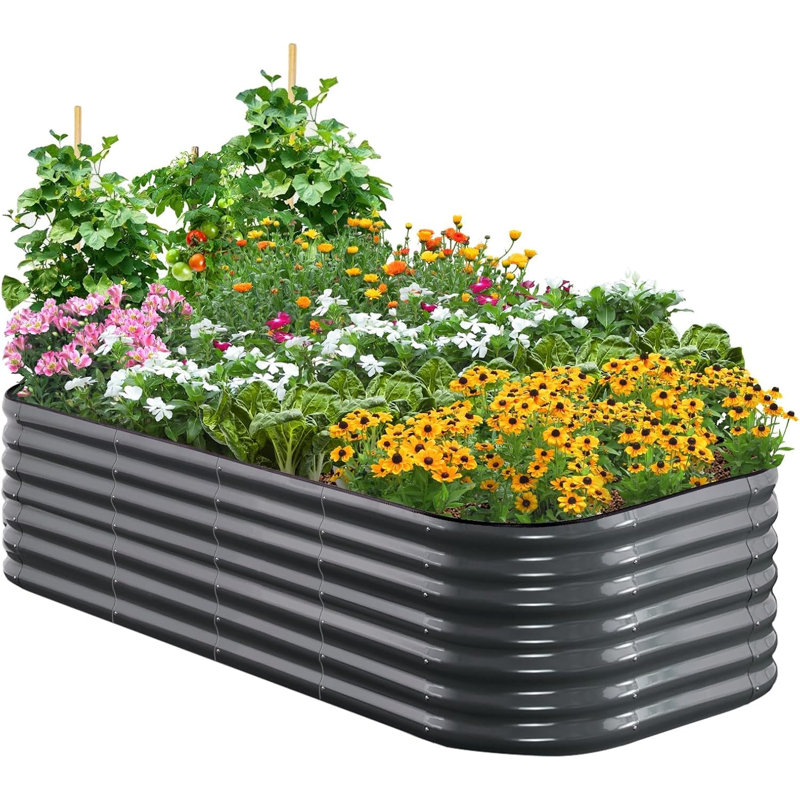 Metal Raised Garden Bed, 180x90x62cm