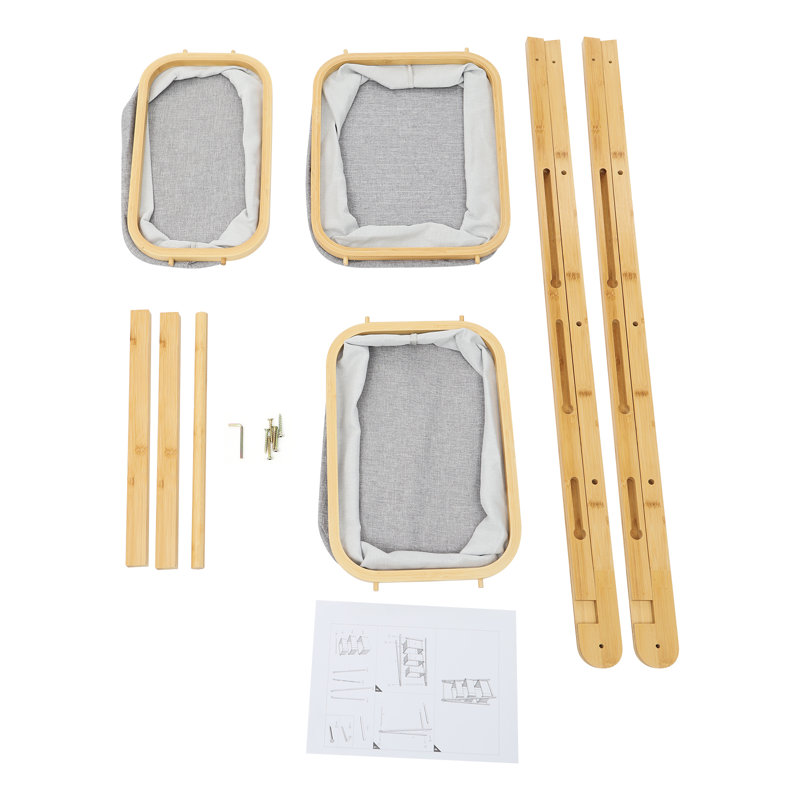 Rangement pliable à 3 niveaux pour panier à linge