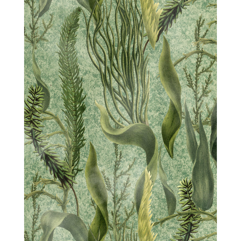 Wallpaper Roll, Gray/Green/Ivory