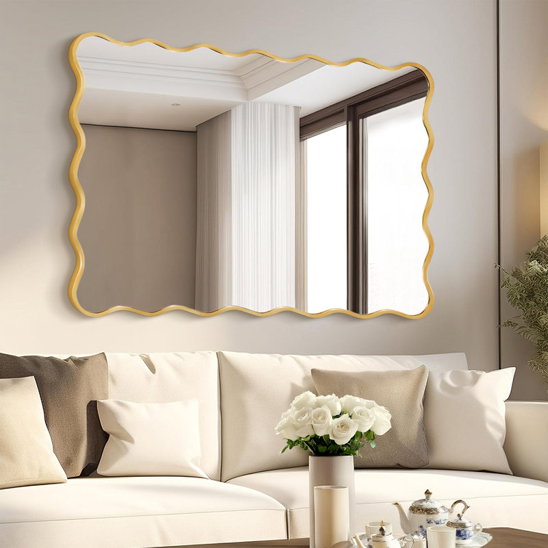 Miroir mural Wavy, Doré
