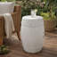 Tabouret décoratif de jardin, tambour rond de 17 pouces, céramique blanche, détails découpés