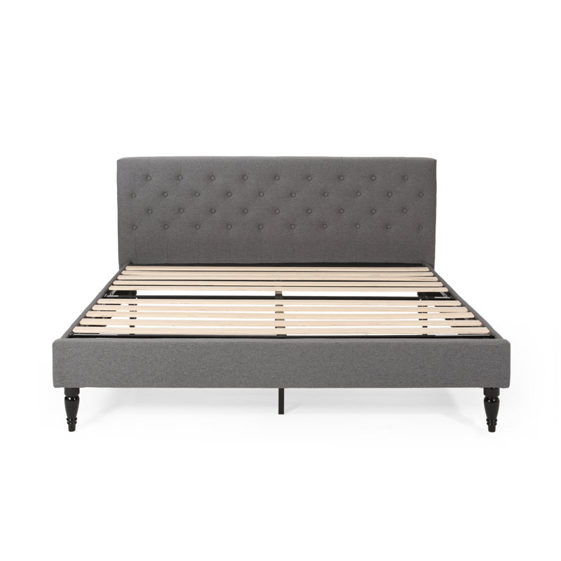Lit plateforme tapissier Cholet, Charcoal Grey, Très grand