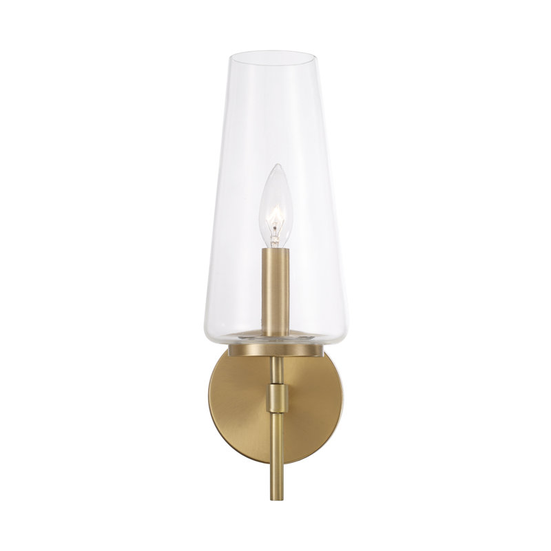 5" W x 15.75" H Wallchiere Sconce in Aged Brass with Clear Glass, Aged Brass