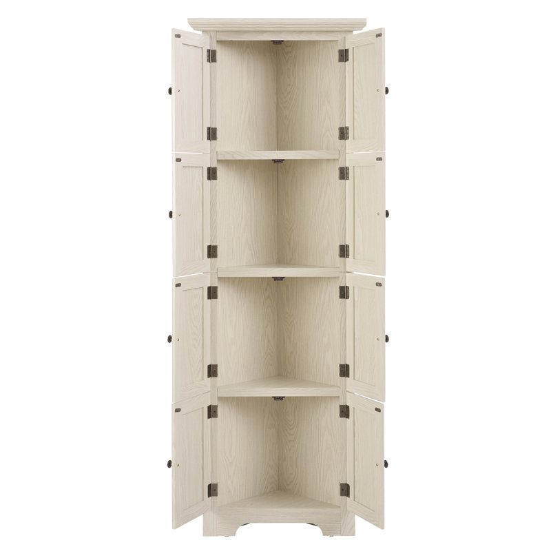 Armoire de rangement de 72 po avec 8 portes et tablettes Farmhouse, Blanc