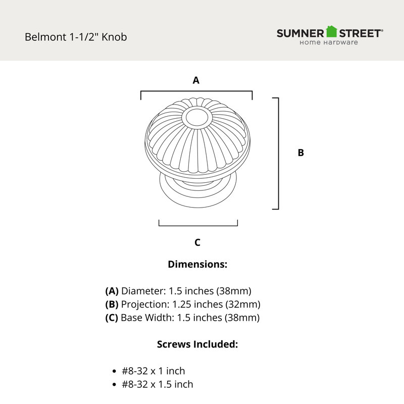 Bouton de meuble rond festonné Belmont de 1-1/2 po de diamètre en nickel satiné, Nickel satiné