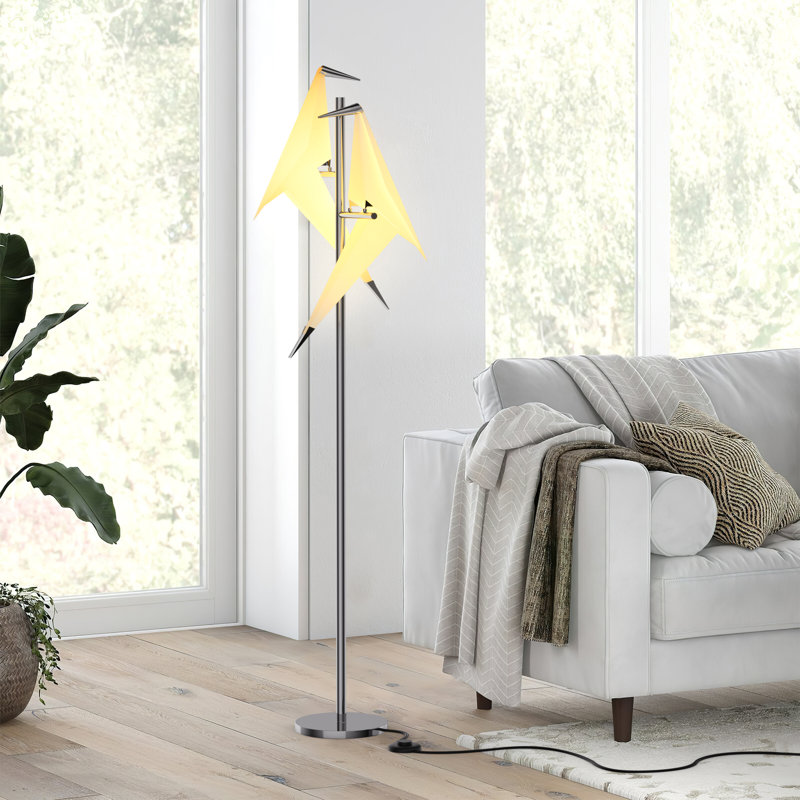  Lampe sur pied à DEL 68,9 "à 2 oiseaux avec prise de courant
