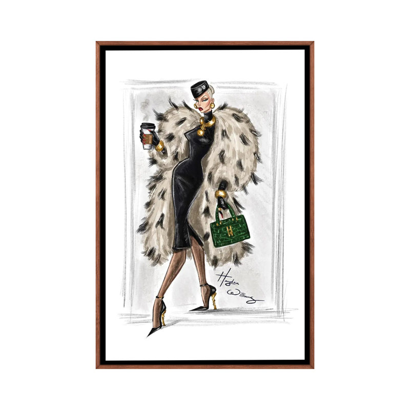 Coffee Run - reproduction d'art murale - toile encadrée, Brown, Impression sur toile flottante sans passe-partout