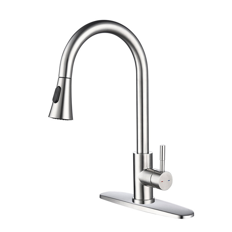 Modern Stainless Steel Kitchen Faucet With Pull Out Spray Option, Brushed Nickel Finish, Simple Installation Tips Spray, Shade, Guide