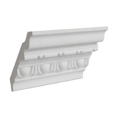 3-3/4 in x 3-3/8 in x 6 in Long Egg and Dart Barrel Polyurethane Crown Moulding Sample