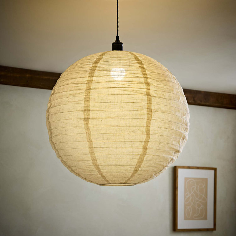 Hidehiko 57cm H Linen Round Pendant Shade ( Slip-On ) in Cream