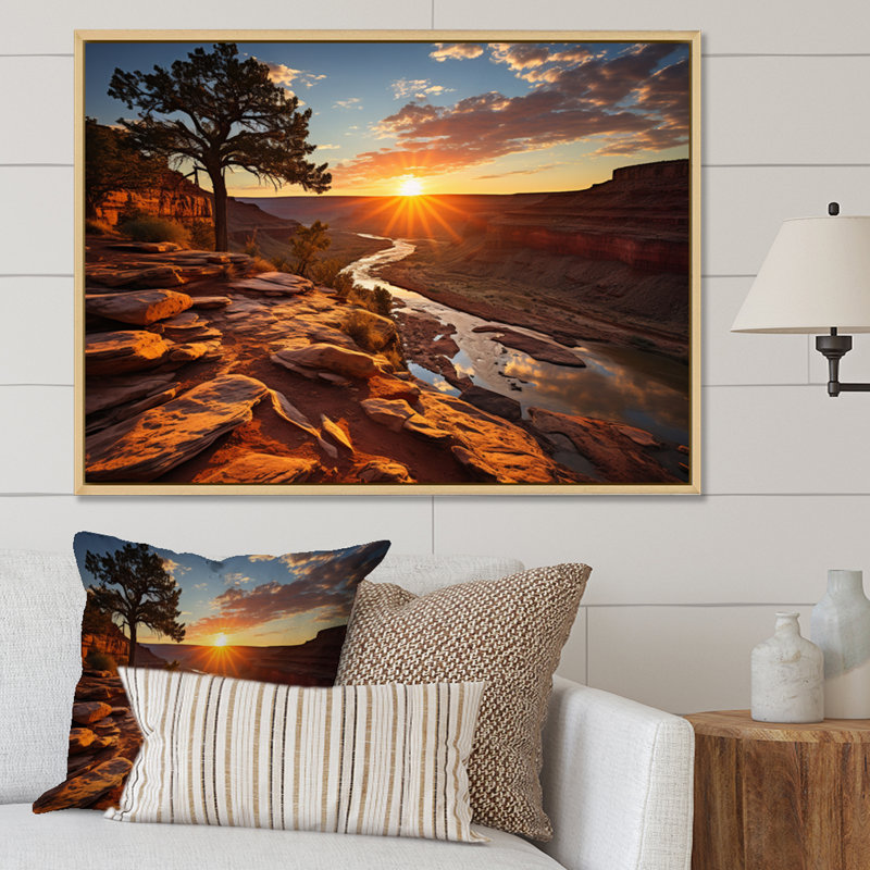 Canyon Canyon II - impression, H 16 po x l 32 po x P 1 po, Cadre flottant brun