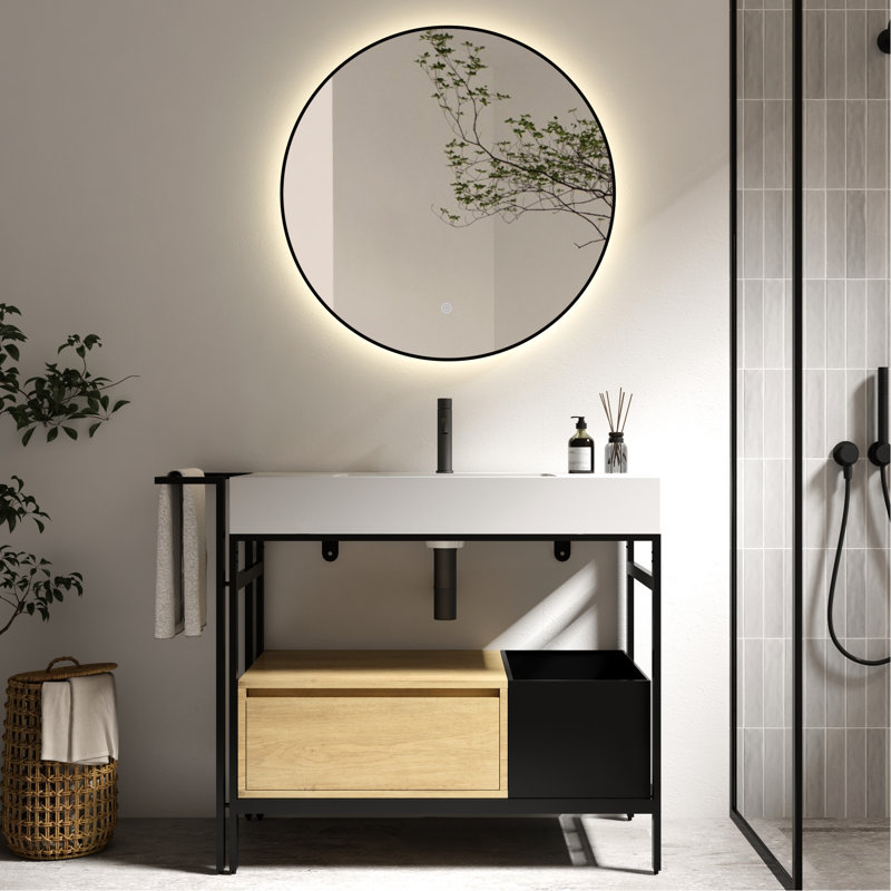 Single Bathroom Vanity with @Solid + Manufactured Top