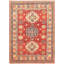 Tapis unique en laine noué à la main Gazni orange / beige / vert de conception unique 4 pi 10 po x 6 pi 8 po Qaiden