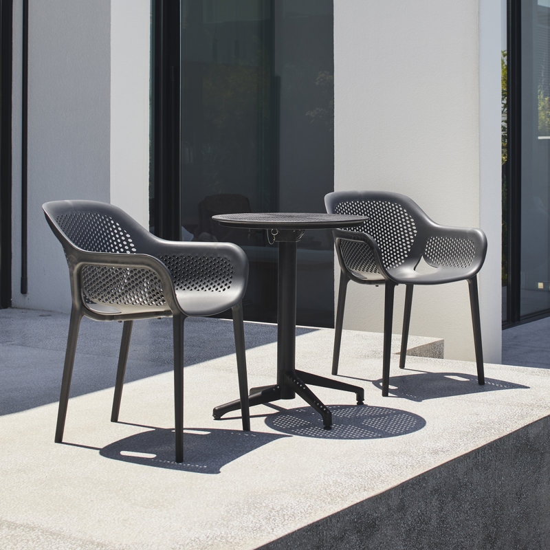 Ahria Outdoor Stacking Dining Armchair, Black