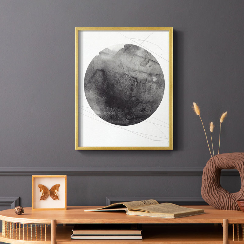 Graphite Moon I Framed Print - Solid Wood, 20" H x 16" W