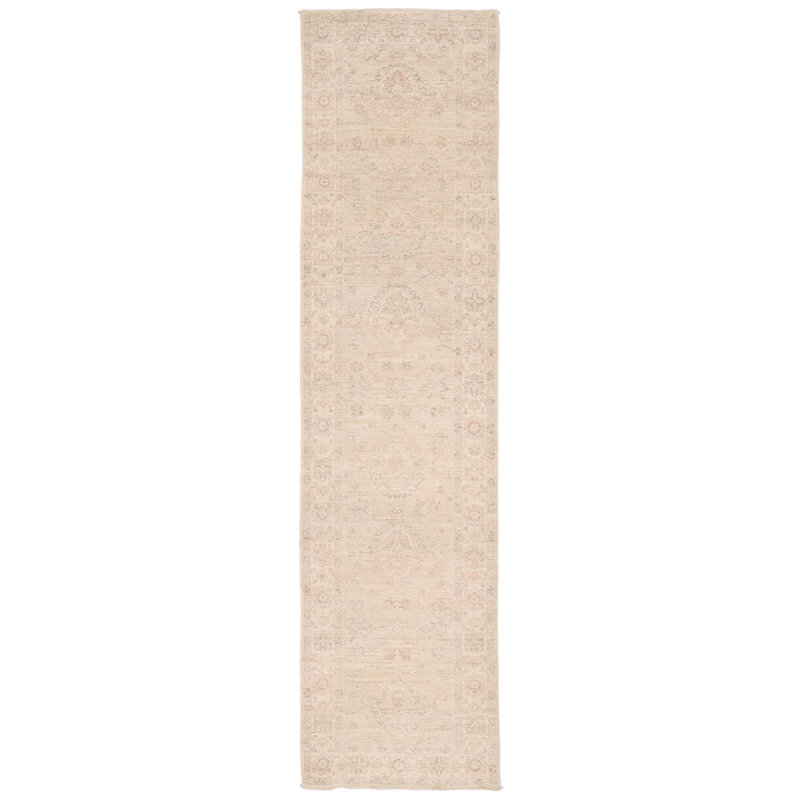 Tapis intérieur en laine noué la 2 pi 7 po x 10 pi 8 po one-of-type beige Vegetable Dye