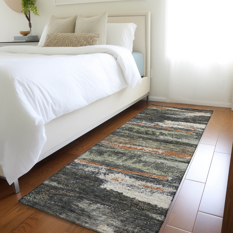 Premium Machine Washable Prisco Charcoal Rug, Runner 2'3" x 7'6"