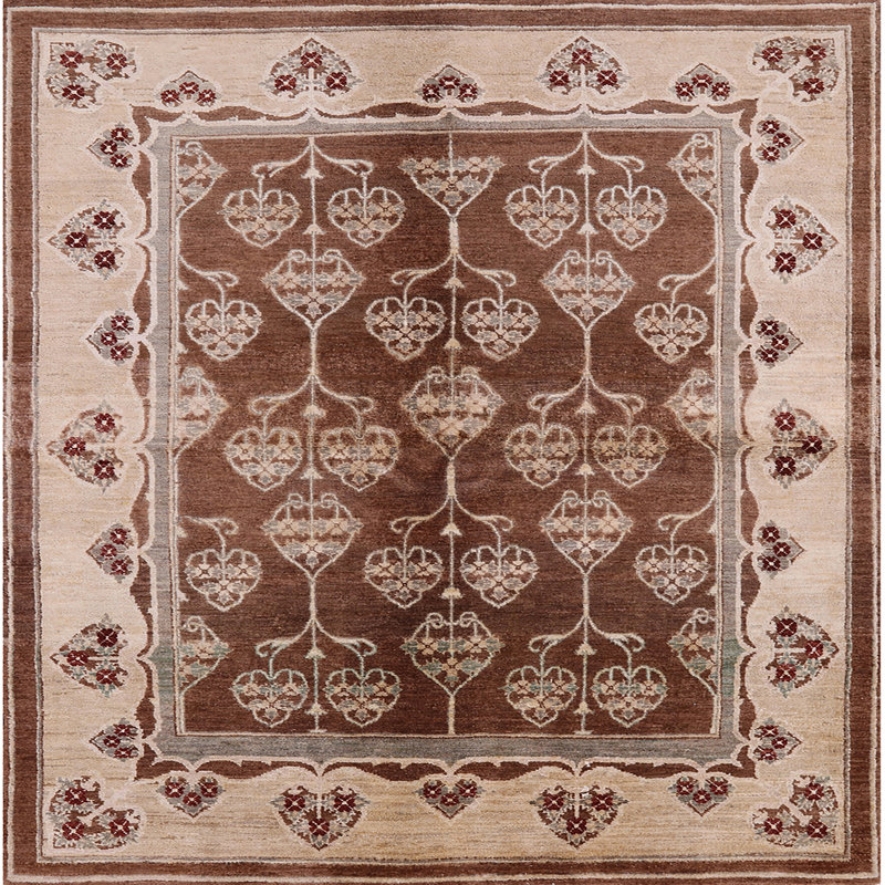 Tapis oriental brun Orm, Carré 7 pi