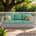 Coussin turquoise/cadre blanc
