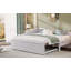 Lit de jour simple tapissier en L rembourré avec couchette escamotable, beige-219843435