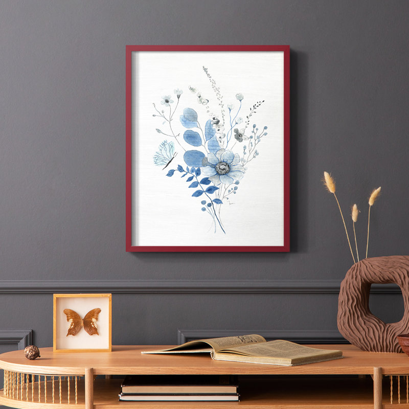«Indigo Gathering II», reproduction encadrée - bois massif, Noir, H 28 po x l 22 po