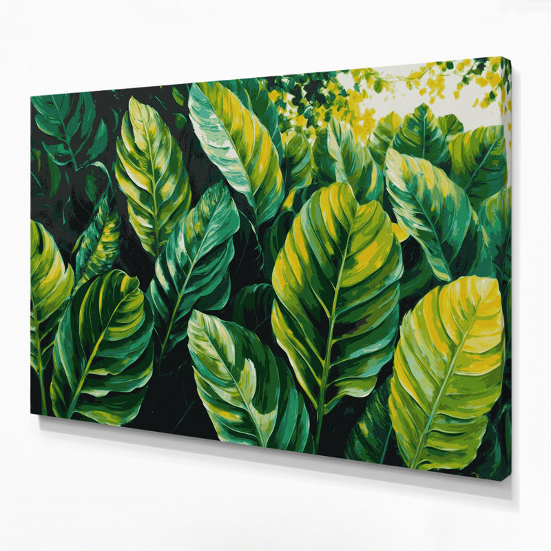 Toile hawaïenne à feuilles vertes, art mural, H 11 po x l 14 po