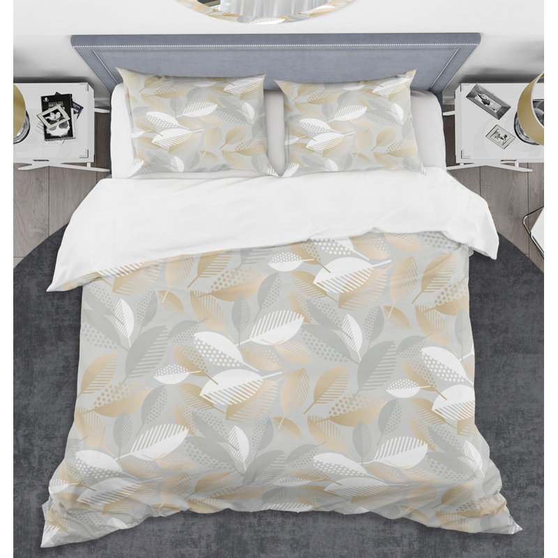 Ensemble de housse de couette Luxury Fall Leaves Mid-Century, Housse de couette très grand + 2 taies décoratives