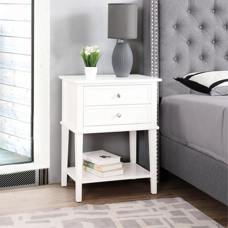 Elegant Contemporary Nightstand, White