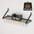 34 Inch Wall Mount Pot Rack With 20 Sturdy Hooks Solid Wood Pot and Pan Hanger Organizer  Matte Black