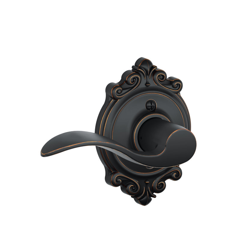 Accent Lever with Brookshire Trim Non-Turning Lock, Left Hand, Aged Bronze