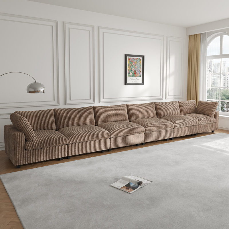 Canapé modulaire 6 pièces rembourré, Brun