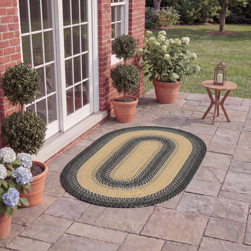 Georgina Hand Woven Performance Machine Washable Geometric Indoor/Outdoor Area Rug, Oval 3' x 5'