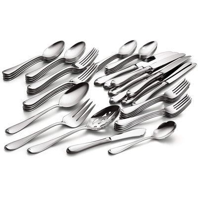 Gorham Studio Stainless Steel 45-Piece Flatware Set, Metallic, Service for 8