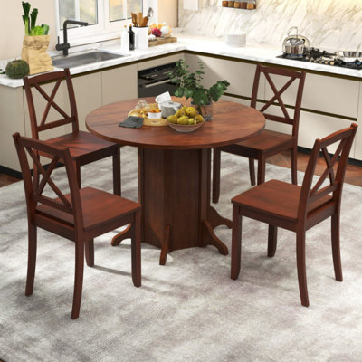 Round Dining Table with Pedestal Base for 4-6 People