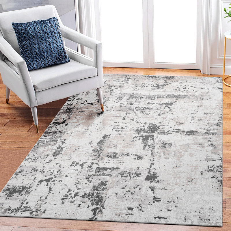 Area Rug, Collection Cream / Brown / Abstract Rug, Rectangle 6'7" x 7'9"
