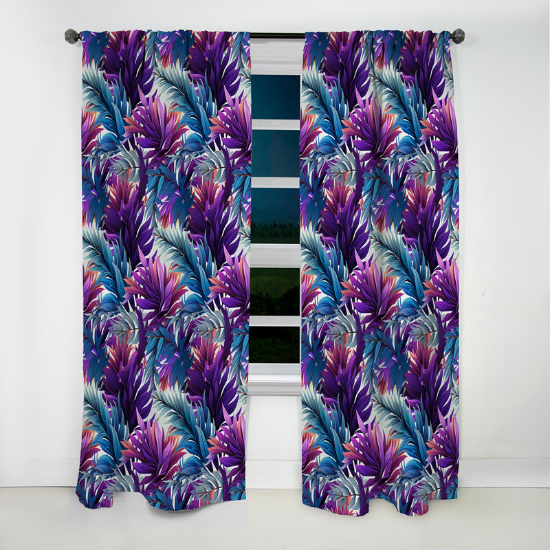 Palmier à motif tropical Palmier - rideau à motif floral - 1 panneau, L 52 po x L 63 po